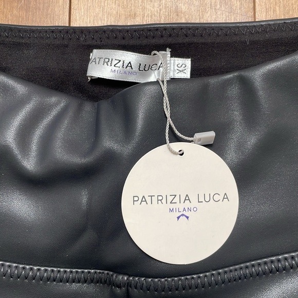 Patrizia Luca Milano faux leather leggings pants XS black shiny fleece lined NWT - Picture 5 of 14